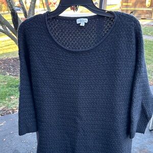 100% cashmere Garnet Hill Charcoal Knit Sweater with cute side button detail